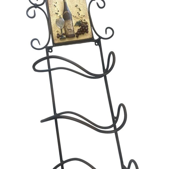 Wine Rack Wall Decor 6 Bottle Metal Scroll - Picture 5 of 13